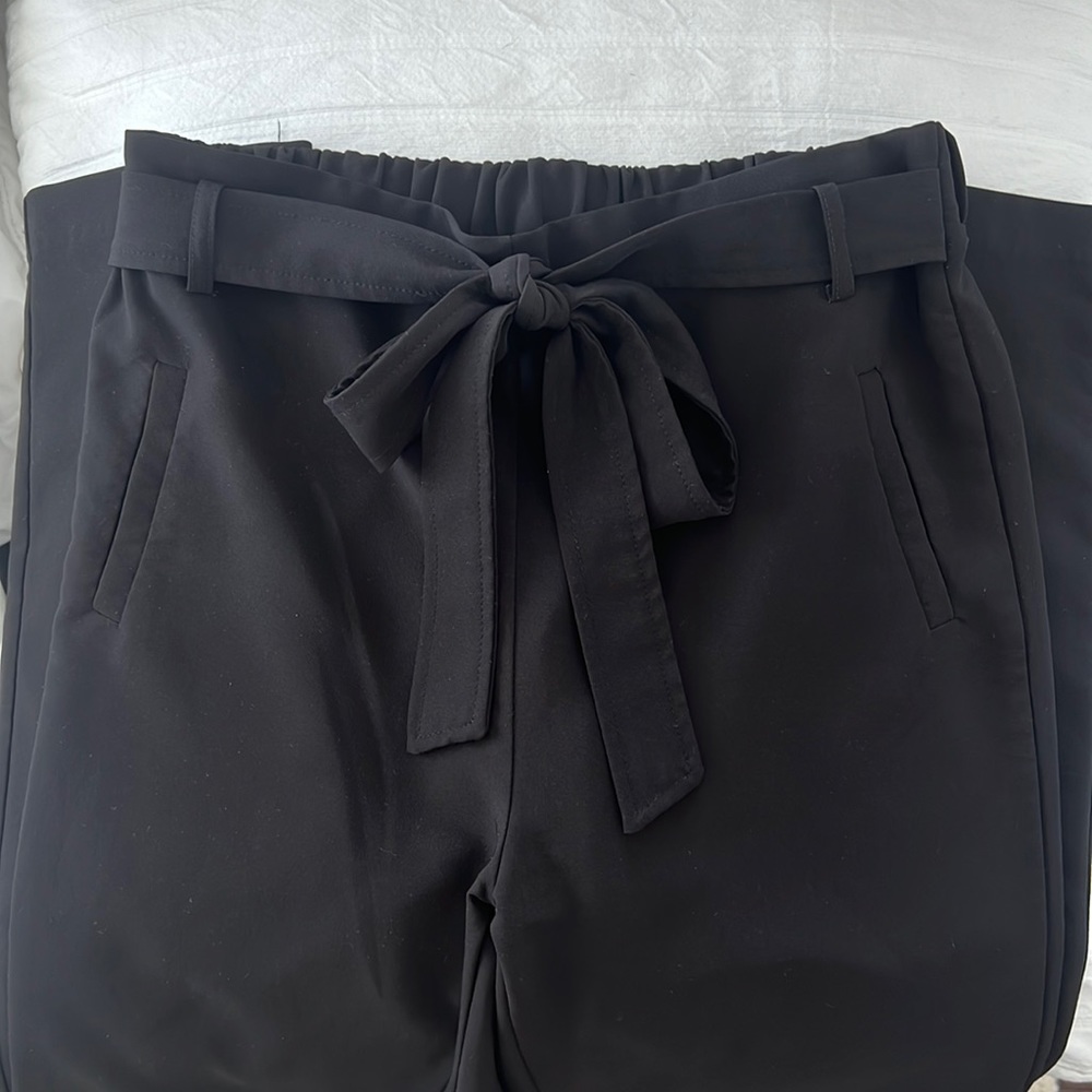 Tie front high rise dress pants